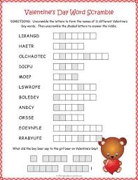 The printable is available in both color and black and white. Valentines Day Word Scramble
