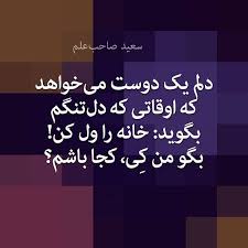 دلم میخواد یکی باشه یکی که نمیدونم کیه دلم میخواد برم بیرون هوا سرد باشه و برم ولیعصر با یکی که نمیدونم کیه و بریم سید مهدی آ Persian