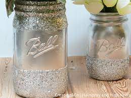 And now you have a pretty gold glitter mason jar vase!!! Diy Glitter Mason Jar Vase Hairspray And Highheels