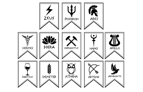 Either apollo or hermes created the lyre, which became an important symbol of apollo. Greek Gods Symbols Banner Percy Jackson Inspired Perfect Banner If You Are Organizing A Greek Mythology Or Percy Jackson Party 2 Versions Greek Mythology Greek Gods Greek Mythology Tattoos