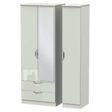 This fine piece of furniture is made from white faux leather which is a classy upholstery. Cambourne Tall Triple 2 Drawer Wardrobe Mirror Door Oldrids