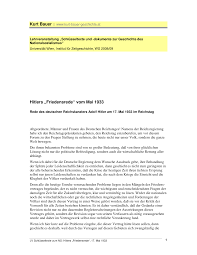 Einstündige rede, die wegen ihres scheinbar versöhnlichen tones als sog. Http Www Kurt Bauer Geschichte At Pdf Lehrveranstaltung 202008 2009 11a Hitler Friedensrede 1933 05 17 Pdf