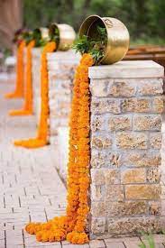 200 Wholesale Artificial Mango Color Marigold Flower Decor Garlands Vine Wedding Indian Eve Wedding Flower Decorations Indian Wedding Decorations Vines Wedding