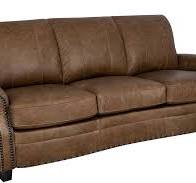New Italian Leather Living "Bryson" Distressed Bomber Tan Sofa Only with  Studs