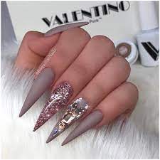 Fine Nails Ideas Matteacrylicnails Pointy Nail Designs Pointy Nails Glitter Nail Art
