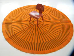 Xxxl Round Orange Mid Century Eames Era Op 60s 70s Rug Textured Carpet Patterned Carpet Mid Century Rug