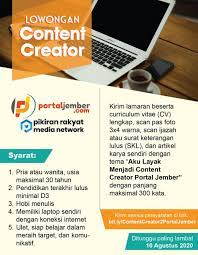 Ampang selangor tempat lahir berteman atau mencari pasangan disini tempatnya. Lowongan Kerja Content Creator Portal Jember Memanggil Para Talenta Muda Portal Jember