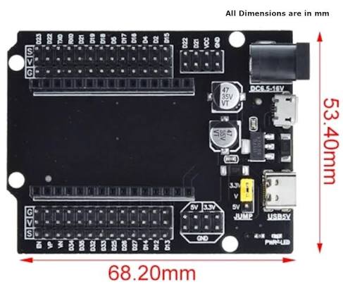 Probots ESP-32 WROOM DevKitC 30pin GPIO Expansion Board TYPE-C USB Buy Online Buy Online India