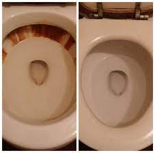 Firstly, add a cup of vinegar inside the toilet and spread it with a toilet brush. Bar Keepers Friend Removes Rust Lime Mineral Deposits And Hard Water Stains Toilet Bowls Clean Toilet Bowl Stains Hard Stain Toilet Cleaning