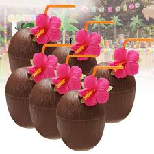 Each and every dress we offer from formal dresses, casual dresses or evening dresses styles with floral prints and colorful island themes. Buy 6x Hawaiian Luau Tropical Coconut Cup Drink Flower Straw Plastic Party Tableware At Affordable Prices Free Shipping Real Reviews With Photos Joom