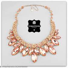 Chunky Rose Gold Peach Rhinestone Statement Bridal Bib Necklace And Earrings Set Ma Rose Gold Statement Necklace Bridesmaid Jewelry Sets Jewelry Bracelets Gold