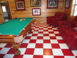 Red And White Tile Flooring Great For A Game Room Tile Floor White Tiles