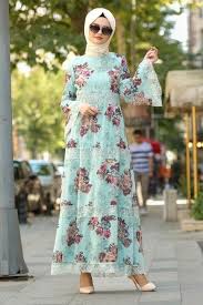Tesettur Tesetturgiyim Moda Fashion Elbise Nayla Collection Nayla Collection Volan Kol Cicek Desenli Mint T In 2020 Dresses Muslim Dress Hijab Designs