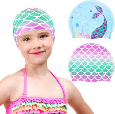 Amazon.com : 2 Pack Kids Swim Cap Mermaid Durable Silicone Swimming Cap for  Boys Girls Toddler Waterproof Swimming Cap for Long and Short Hair Bathing  Caps to Keep Hair Dry : Sports
