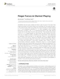 Pdf Finger Forces In Clarinet Playing