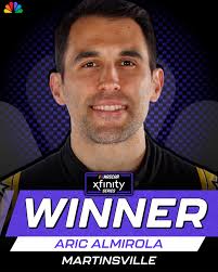 SPOILER ALERT! Aric Almirola wins the NASCAR Xfinity Series race at  Martinsville. Cole Custer and Justin Allgaier advance to the championship.