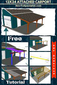 12x24 Attached Carport Free Diy Plans Howtospecialist How To Build Step By Step Diy Plans Carport Plans Carport Lean To Carport
