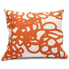 Lily contemporary sofa with decorative loose pillow back, sofa throw pillows, large sofa pillows. Area Daisy Pillow In Orange Horne Daisy Pillows Throw Pillows Pillows