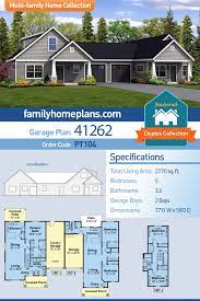 Craftsman Style Multi Family Plan 41262 With 5 Bed 4 Bath 2 Car Garage Family House Plans Duplex House Plans Basement House Plans
