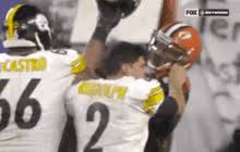 If you watch the entire play you can see that rudolph instigated it by. Myles Garrett Mason Rudolph Gif Mylesgarrett Masonrudolph Football Discover Share Gifs