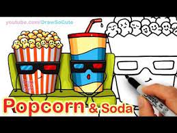 How To Draw Cartoon Popcorn And Soda Step By Step Easy Cute Snacks Cute Kawaii Drawings Kawaii Doodles Cute Easy Drawings