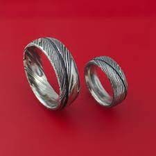 Matching Kuro Damascus Steel Ring Set Wedding Bands Genuine Craftsmanship Damascus Steel Ring Wedding Ring Sets Damascus Ring