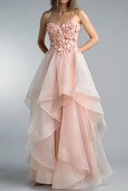 Basix Black Label Blush Pink Strapless Tiered 3d Evening Gown Dress Poshare Evening Gowns Chic Evening Dress Pink Evening Gowns