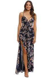 garden rose tie front maxi dress