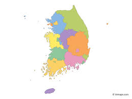 🌏 south korea map, satellite view. Multicolor Map Of South Korea With Provinces Free Vector Maps
