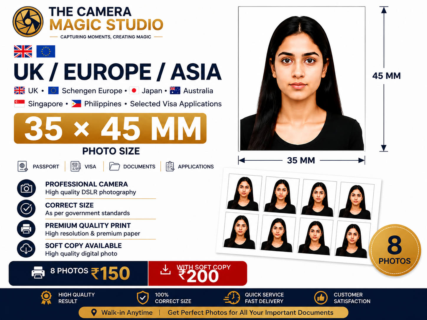 UK / Europe / Asia Visa Photo – 35×45 MM product image
