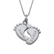 Baby Feet Necklace With A Birthstone Forever My