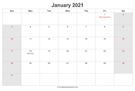 We have 1 great pictures of january 2021 monthly calendar printable. Printable Calendar 2021 Yearly Monthly Weekly Planner Template