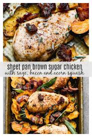 One Pan Chicken With Bacon And Acorn Squash Cooking For Keeps Recipe Acorn Squash And Chicken Recipe Sheet Pan Recipes Acorn Squash