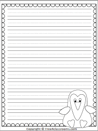 Free printable lined handwriting paper to practice writing in kindergarten, first and second grade. Free Penguin Writing Paper Primary Ruled Lines Free4classrooms