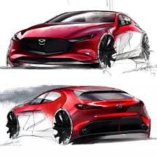 mazda3 official sketches by takuya obatake batake batake cardesign car design carsketch sketch mazda mazda3 mazdafans mazda3club カーデザイン 車の描き方 トヨタ 新型