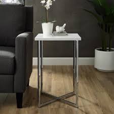 Shop from the world's largest selection and best deals for chrome furniture. Walker Edison Furniture Company 16 In White Marble Top Chrome Legs Square Side Table Hdf16luxmcr The Home Depot
