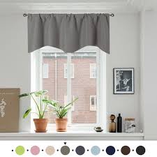 Howarmer Solid Color Polyester Valance Curtains With Rod Pocket Light Gray Walmart Com Walmart Com