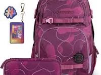 coocazoo Schulrucksack-Set Porter „Berry Bubbles & Follow Me“ 3-teilig,  lila-rosa, ergonomischer 35L Tornister, mit Brust- und Hüftgurt für Kinder  ab ...