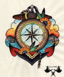 Tattoo Skatch Compass And Anchor Old School Tattoo Designs School Tattoo Sailor Tattoos