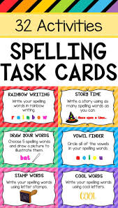 32 Spelling Task Cards Activities Include Rainbow Writing Alphabetical Order Sentence Writing Teaching Spelling Spelling Word Activities Spelling Task Cards