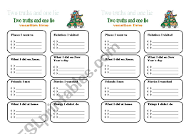 Two truths and a lie examples. Two Truths And One Lie Esl Worksheet By Vos E Cris