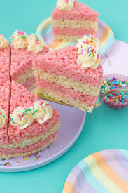 Birthday Cake Rice Krispie Treats Near Me Simple Cake Slice Rice Krispies Treats With Vanilla Buttercream Recipe Rice Krispie Treats Cake Rice Krispie Treats Rice Krispies