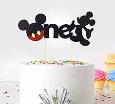 Free shipping on orders $80 & over (excludes helium balloons & large hireage items) Amazon Com 1st First Birthday Cake Topper Decoration Mickey Mouse One With Double Sided Glitter Stock Toys Games