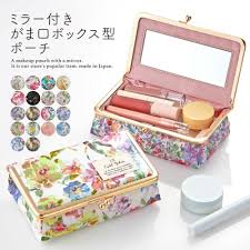 Amazon | 化粧ポーチ ミラー付き がま口 ボックス型 メイクポーチ レディース おしゃれ 可愛い 鏡 自立する 旅行用 花柄 LC 日本製  マジカルデイジー パープル | Cyalel Yahata | 化粧ポーチ 通販