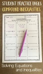 compound inequalities perfect practice for algebra 2 students includes teacher answer keys solving equations solving equations activity algebra lesson plans solving equations solving equations