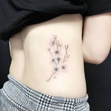 Black And White Cherry Blossom Shoulder Tattoo A Minimal Shading Cherry Blossom With A Chinese Character Tattoos Back Tattoo Black And White Flower Tattoo