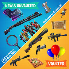 This is a list of every material, weapon, consumable, throwable, vehicle, and trap in the current season of fortnite. New Unvaulted And Vaulted Items In Season 9 Fortnitebr