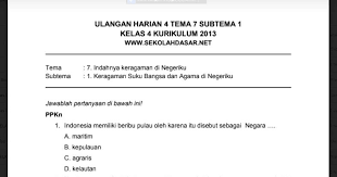 Download buku tematik pdf kelas 3 tema 7: Soal Ulangan Harian K13 Kelas 4 Tema 7 Subtema 1 Sekolahdasar Net