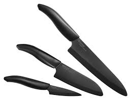 Slicing tomatoes, peeling carrots, dicing onions, and chopping arugula. Kyocera Ceramic Knife Set Black 3 Piece Revolution Cutlery And More