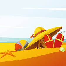 Part of a series of quarterly fantasy desktop wallpaper illustrations. Cartoon Summer Beach Illustration Vector Free Download